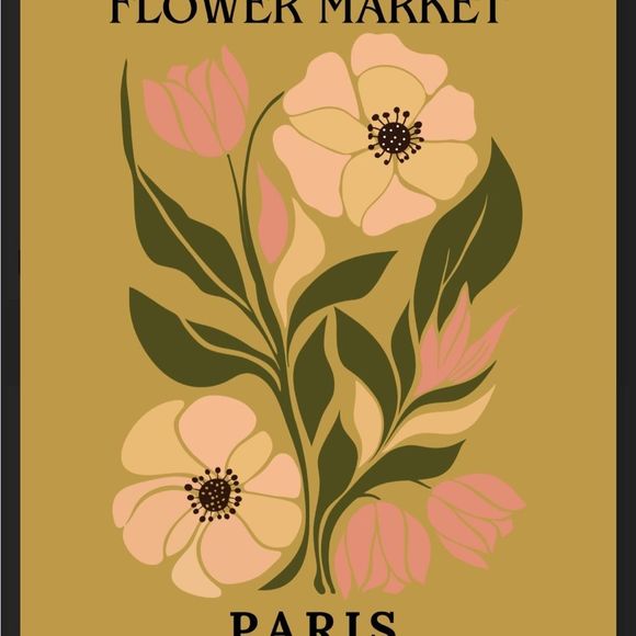 Flower Market Paris, Abstract Floral Boho Aesthetic Digital Wall Art Print - Picture 4 of 4